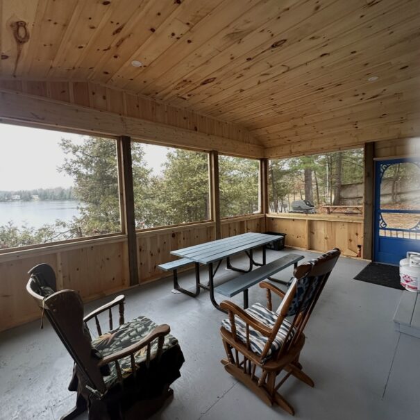 Sitting area in the screened-in porch